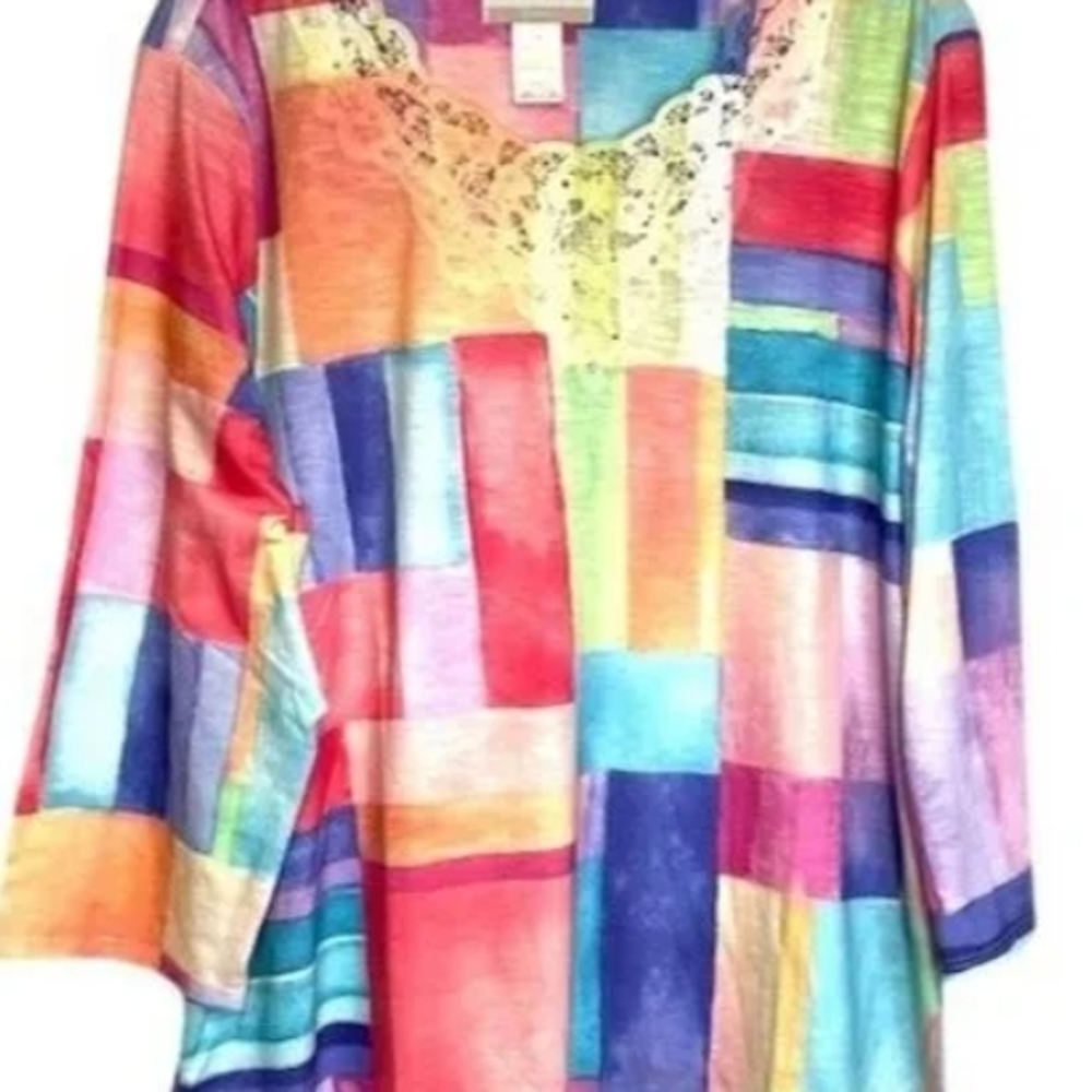 Alfred Dunner Multicolor Patchwork Tunic - image 1